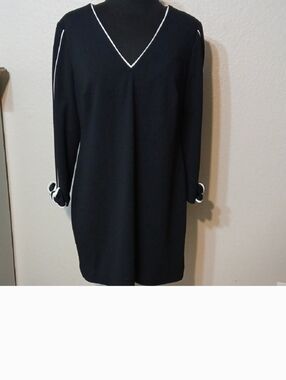 Andrew Marc Black Dress with White Trim
